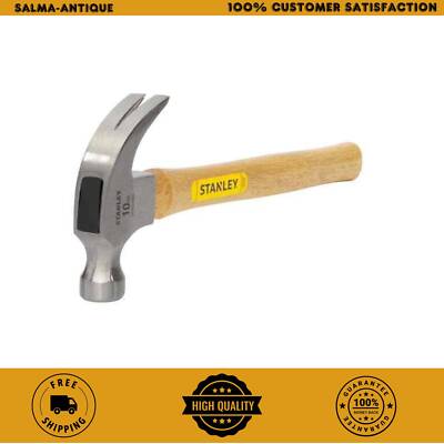 10 oz. Curved Claw Hammer with 9-3/4 in. Wood Handle Wooden Steel Face Tool New