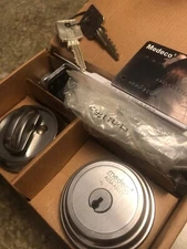 Medeco ASSA ABLOY Maxum Deadbolt High Security Satin Nickel - 2 Keys w/ Card