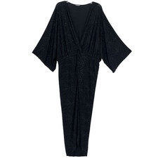 Fashion Nova Grecian Dress Size 3XL Black Sparkle Deep V-neck Flutter Sleeve