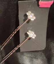 Crystal Flower Rhinestone Hair Pins Silver Bridal Accessories