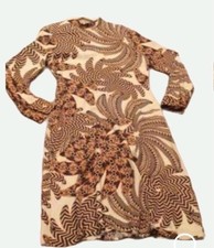 Farm Rio size L Dress Viscose Long Sleeve Brown/Black print 