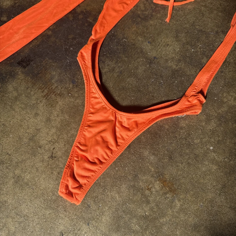 Mono de Colección Años 70 Años 80 Naranja Corte Elástico Showgirl Burlesque Foto 4 de 4