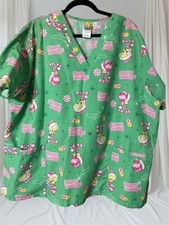 Warner Bros Scrub Top Tweety Bird Green Christmas Medical Nurse Women  s 2X