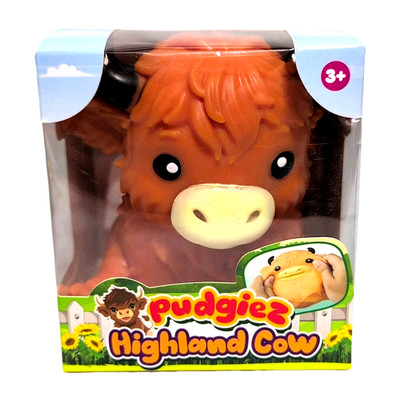 Highland Cow Squishy Viral Toy Pudgiez Farm Animal Squeeze HTF New Fast Shipping