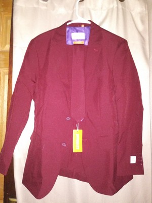 Opposuits Men's Size 36 Blazing Burgundy Prom Easter Suit *NEW* Machine Washable