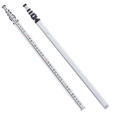 6-segment 20ft aluminum grade rod dual-sided marking + integrated bubble level