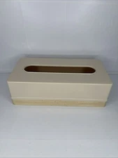 Vintage Plastic Tissue Box Holder Beige/Cream Retro MCM