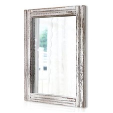 Rustic Wood Framed Wall Mirror Rectangle Farmhouse Decor for Bathroom Bedroom