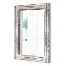 Rustic Wood Framed Wall Mirror Rectangle Farmhouse Decor for Bathroom Bedroom