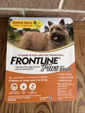 Frontline Plus for Dogs Flea and Tick Small Dog Treatment 5-22 lb, 8 Doses