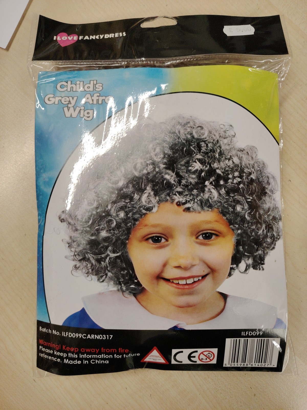 Girls Child's Grey Curly Afro Granny Wig Fancy Dress Book Day Gangsta