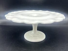 VTG Indiana Glass Co. White Milk Glass Teardrop Pattern Pedestal Cake Stand