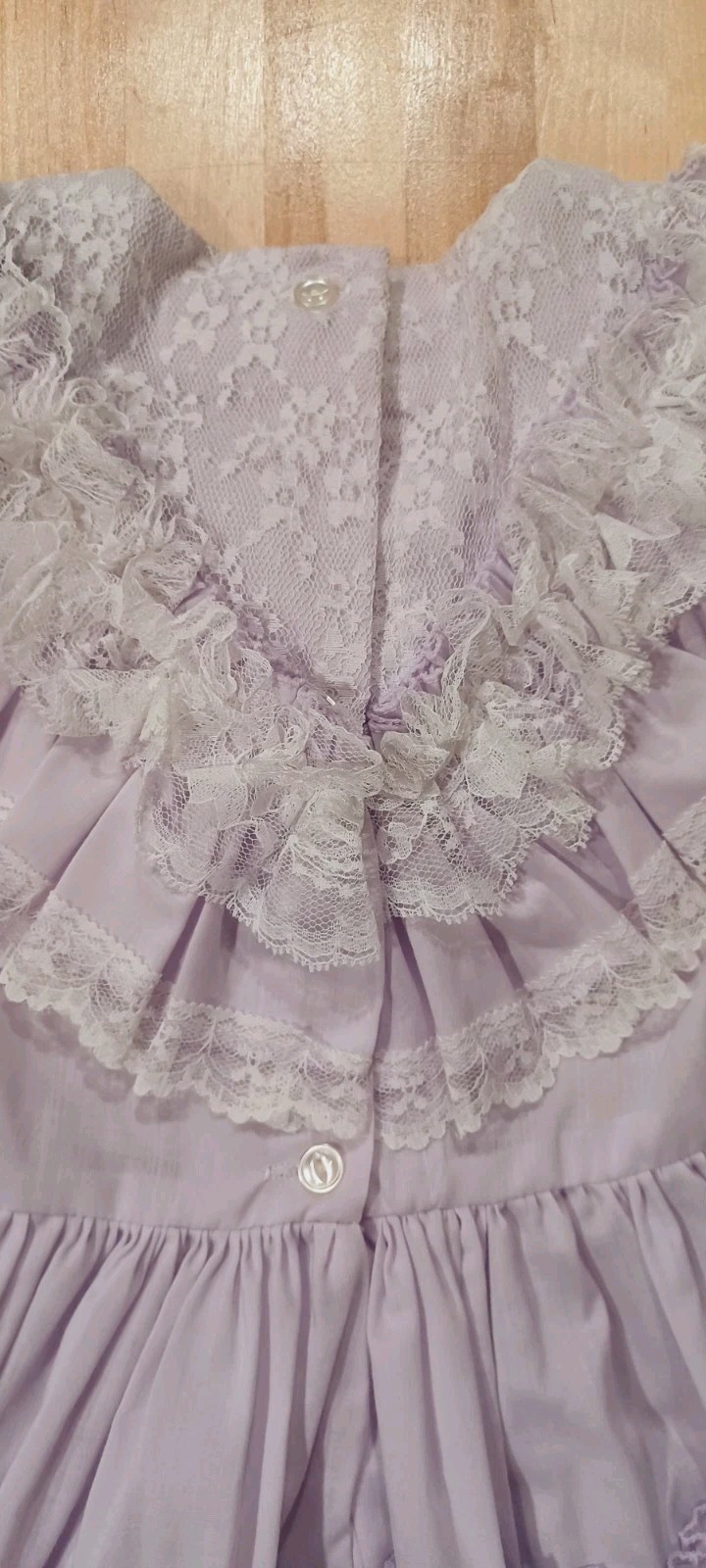 Vintage Purple Pastel Lace Ruffled Bow Pageant Party Dress Girl Full Circle