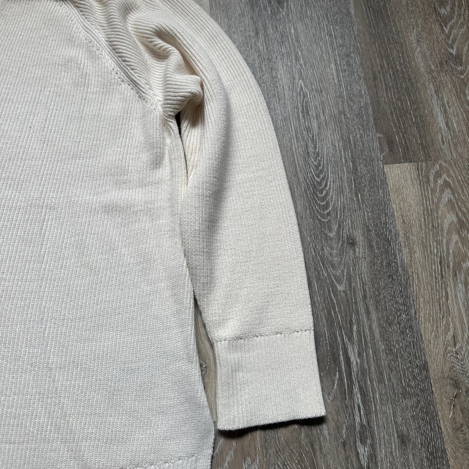 Suéter Athleta Para Mujer Crema Hannover Refinado Acanalado Cuello en V Talla XL Foto 4 de 4