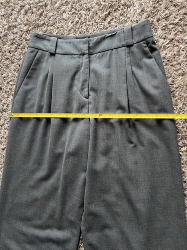 Pantalón para mujer Giorgio Armani cintura alta pierna ancha gris oscuro talla 40 97 % lana - Imagen 11 de 17