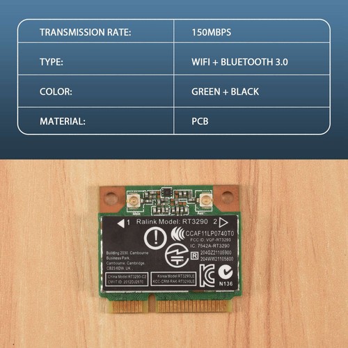 150Mbps 2.4Ghz RT3290 802.11B/G Wlan WIFI + Bluetooth BT 3.0 Half PCI-E4598 - Picture 7 of 7