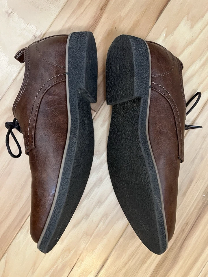 Ciervos Ciervos Zapatos Niños Talla 4 1/2 M Marrón Imitación Cuero Cordones Lucioperca Oxfords Foto 3 de 4