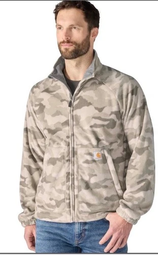 Carhartt Elkhart Fleece Jacket Mens XL Fossil Tan Camo Full Zip 107666 NEW image 3