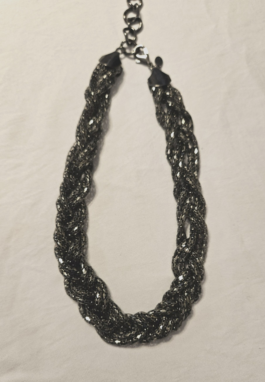 Express Statement Sparkle Black Braided Beads 18"… - image 2