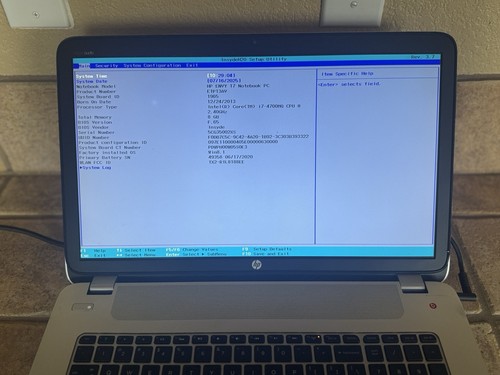 HP Envy 17T-J100 (i7 4700MQ 8GB RAM 17.3” FHD) Parts/Repair Boots to BIOS - Afbeelding 3 van 7