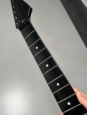 Tuerca de bloqueo acero inoxidable 22 trastes arce mástil de guitarra eléctrica negro brillo 12 pulgadas