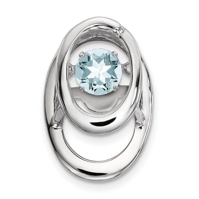 Silber Rhodium Aquamarin Geburtsstein lebendiger Kettenschieber QBPD32MAR