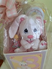 Precious Moments Baby Block Gift Set Pink Bottle, Plush, Rattle, Wash Cloth 1999