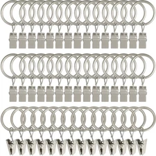 44 Pack Curtain Rings with Clips, Curtain Clip Rings Hooks, Bow Hanger Clips ...