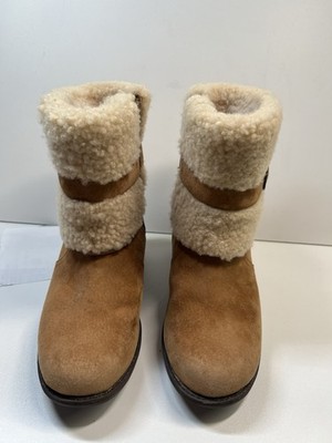UGG Boots Blayre II, Women's Sz 5 Brown Leather Sheepskin Ankle 1006039  Nice!!