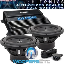 pkg HIFONICS A1200.1D CAR AMPLIFIER + 2 AW.10D4 10" SUBWOOFERS BASS SPEAKERS NEW