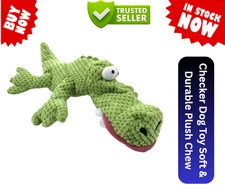 TrustyPup Gators Checker Plush Dog Toy Large Durable Chew Resistant Reinforced S
