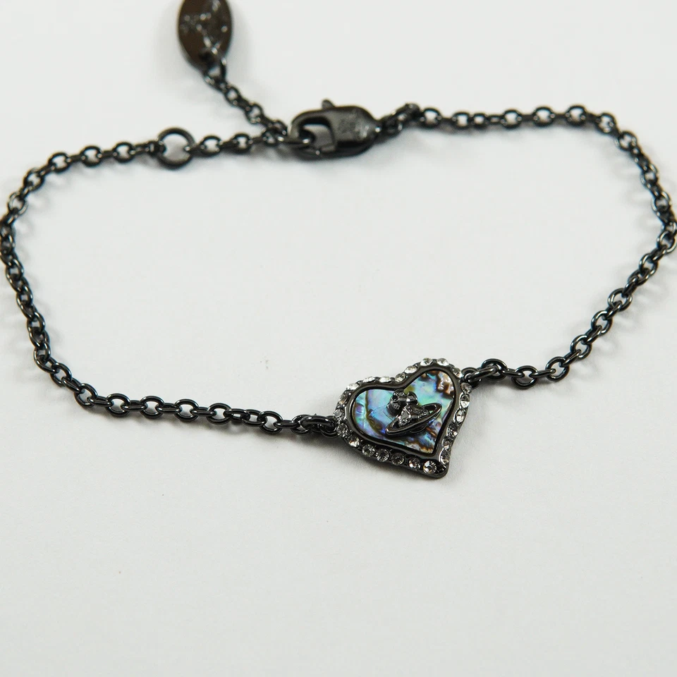 Vivienne Westwood Petra Pulsera Negra Corazón Cáscara Oscura con Cristales Juego de Caja Foto 2 de 4