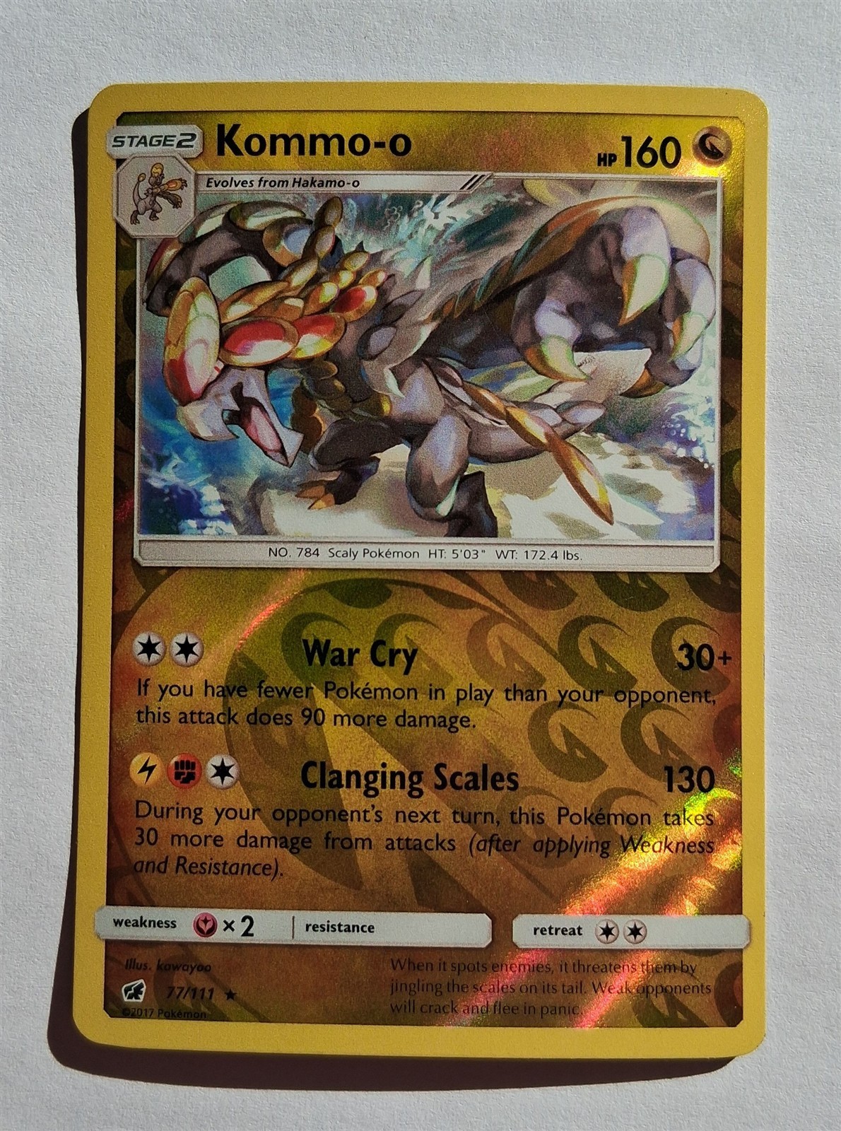 Pokemon - Kommo-o - Crimson Invasion 77/111 - Reverse Holo Rare - NM