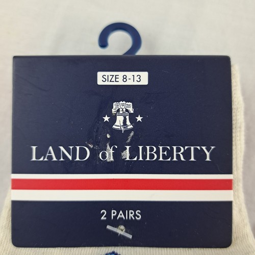 Calze Land Of Liberty nuove con etichette 2 pezzi taglia 8-13 stelle patriottiche righe statua della libertà - Foto 4 di 5
