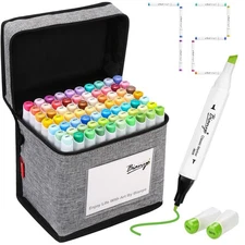 Bianyo 72 Pastel Markers Alcohol Marker Set, Dual Tip Art Markers Set, Alcohol-B