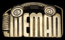 LK26135 NOS VINTAGE 1981  TELEPHONE LINEMAN  POLISHED SOLID BRASS BUCKLE