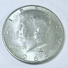 1964 Kennedy Half Dollar 90% Silver Circulated Condition US Coin Free Ship #8417