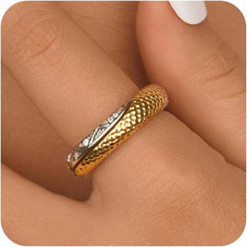 Two-Tone Rings for Women Infinity Interlocking Stack Non-Tarnish 18K Gold Silver