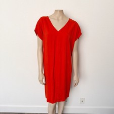 Old Navy Size Large L Orange V-Neck Cap Sleeve Oversized Cocoon Mini Dress