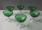 6-Vintage 50’s  Forest Green Boopie Bubble Sherbet  Glasses Anchor Hocking￼