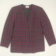 Miss Pendleton 100 Wool Blazer Lady Jacket Women Size 16 Rainbow Plaid Academia
