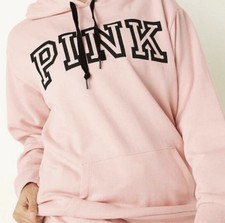 PINK Women's Pullover Fleece Logo Hoodie Pink Hooded Long Sleeve