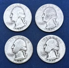 1941 (4)  Washington Silver Quarters,  4 coin lot