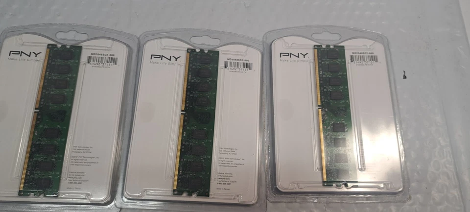 3X PNY 2 GB DIMM 800 MHz DDR2 Memory (MD2048SD2-800) Memory Chip Upgrade - Image 2 of 4