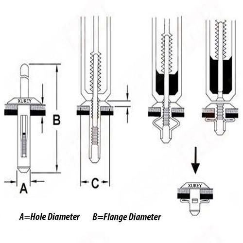 Retenedor de clip de remache ciego de nailon 100 unidades agujero de 1/4" A13751 para GM 20452072 10184895 - Imagen 4 de 7