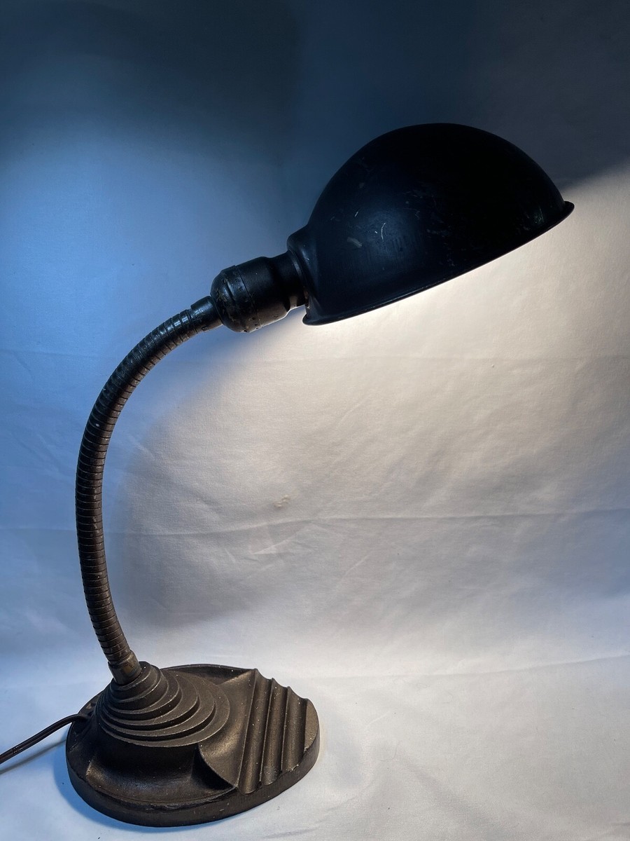 Vintage Eagle Gooseneck Lamp Cast Iron Industrial Desk Light