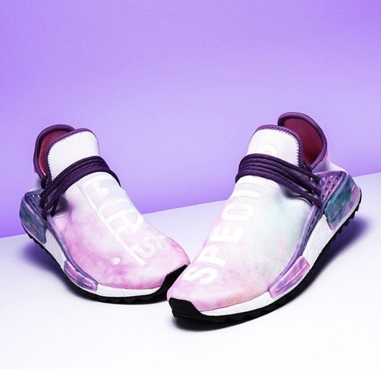 Adidas Pharrell Williams HU NMD Holi Powder Dye Pink Glow Size AC7362  black