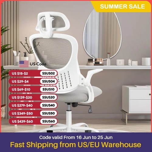 JHK Mesh Ergonomic Office Computer Desk Chair Flip-up Arms Adjustable Headrests - Picture 7 of 27