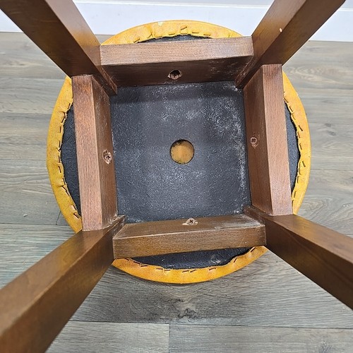 Single Retro Solid Wood Round Vinyl Upholstered Bar Stools Pub Seats - Man Cave - Picture 20 of 24