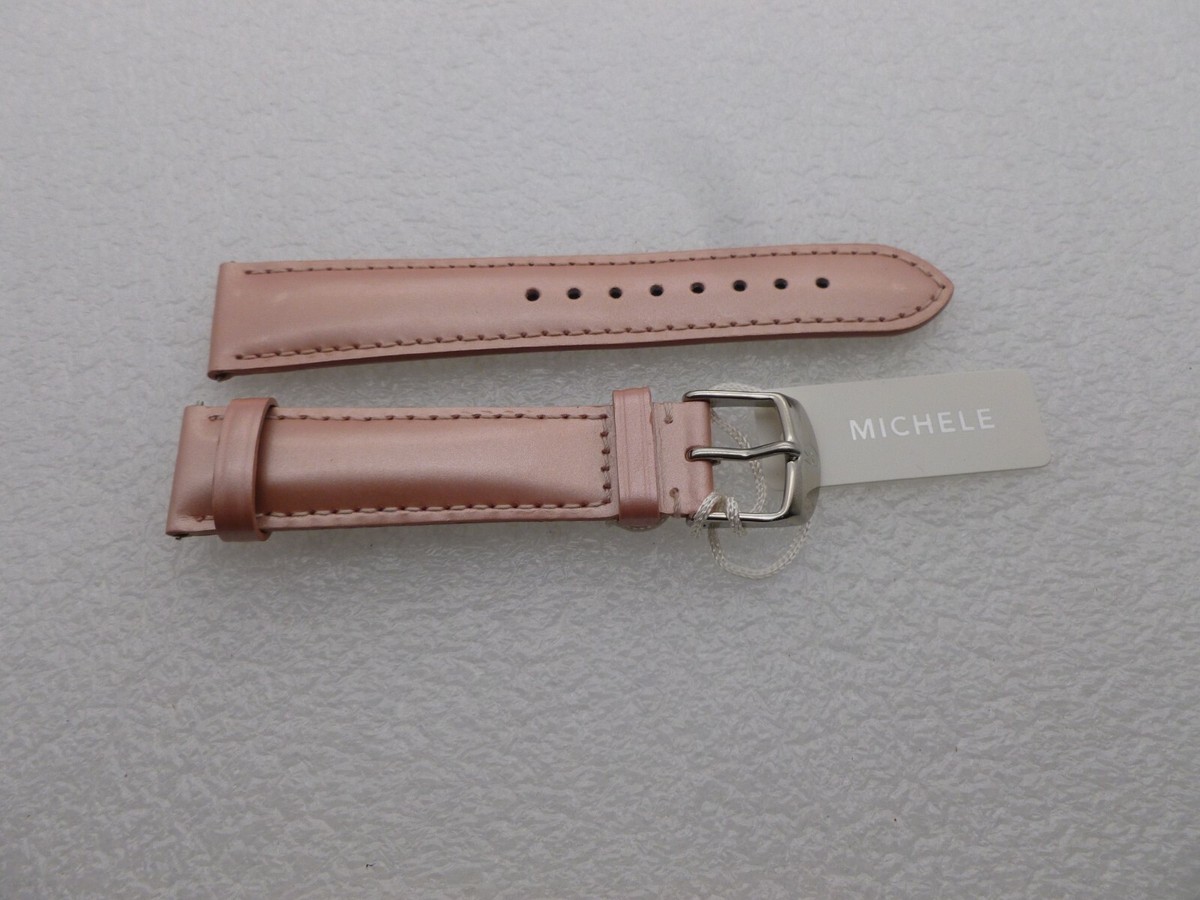 New Michele 16 mm leather watch strap band  pink Michele Women main image 4